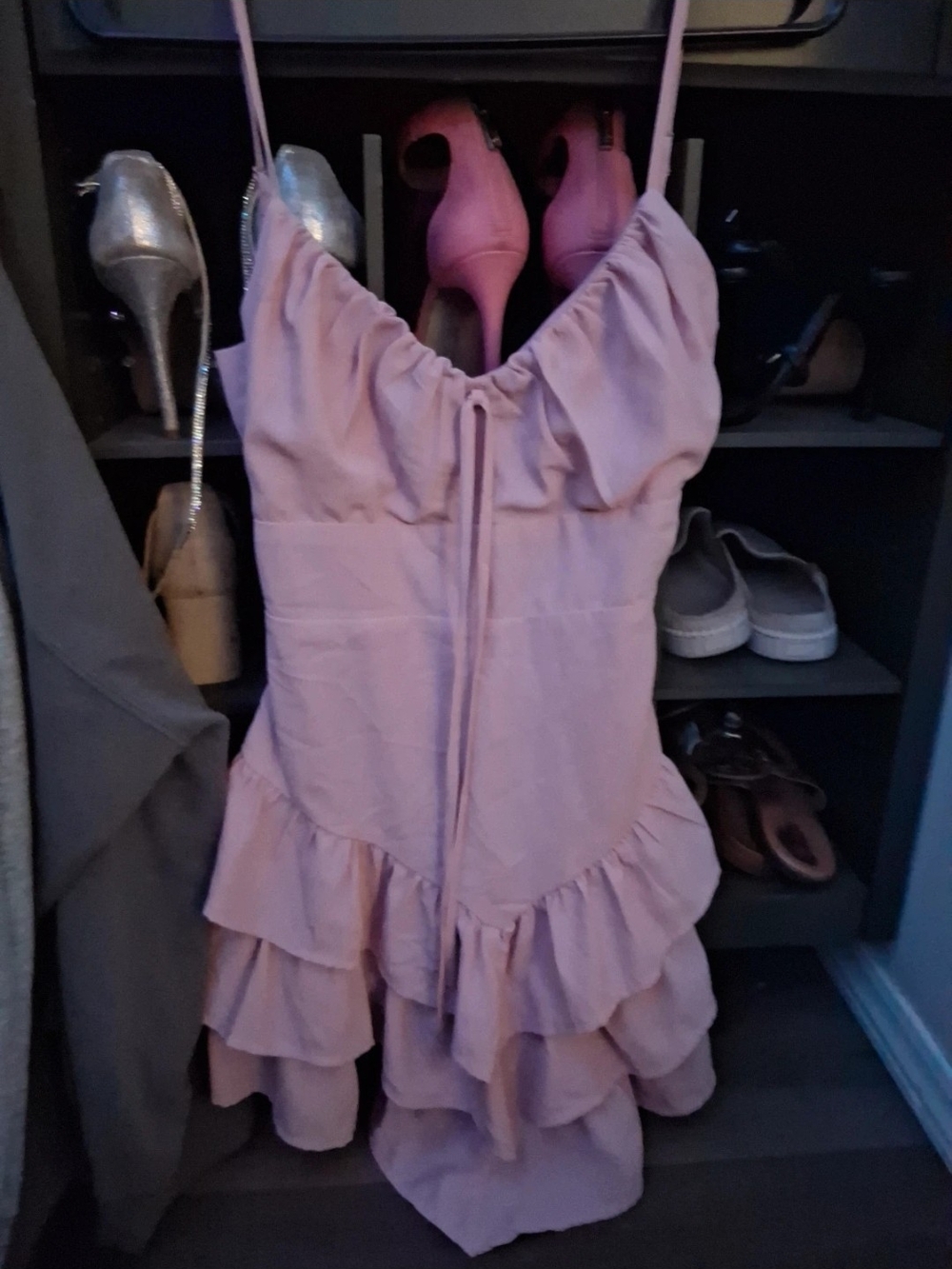 Women’s Pink Ruffle Tiered Mini Dress